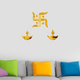 ArcDew Golden Swastika and Diya Acrylic Wall Art
