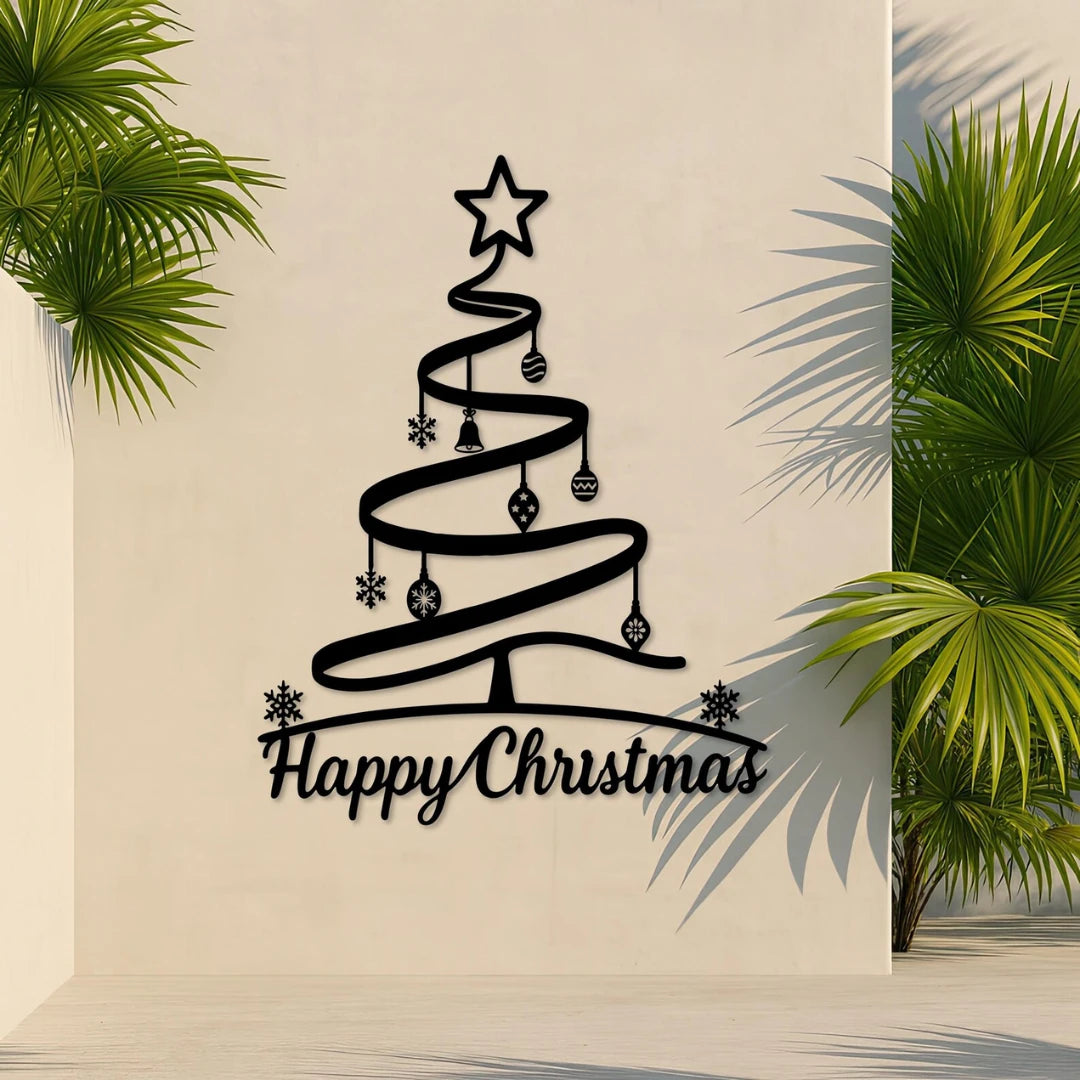 ArcDew_Happy_Christmas_Spiral_Tree_Acrylic_Wall_Art_Modern_Whimsical_Decor_black