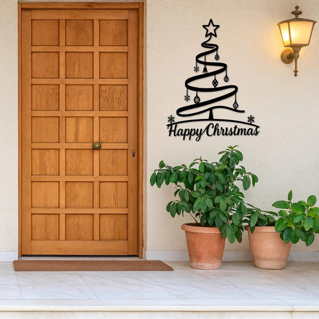 ArcDew_Happy_Christmas_Spiral_Tree_Acrylic_Wall_Art_Modern_Whimsical_Decor_black