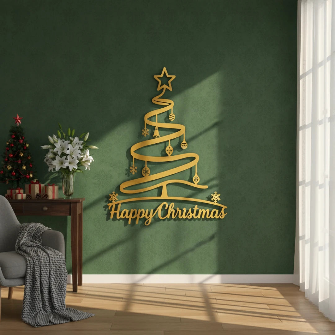 ArcDew_Happy_Christmas_Spiral_Tree_Acrylic_Wall_Art_Modern_Whimsical_Decor_black