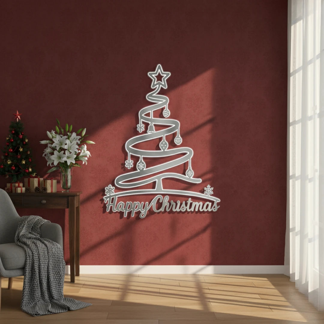 ArcDew_Happy_Christmas_Spiral_Tree_Acrylic_Wall_Art_Modern_Whimsical_Decor_black