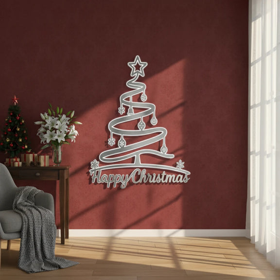 ArcDew_Happy_Christmas_Spiral_Tree_Acrylic_Wall_Art_Modern_Whimsical_Decor_black