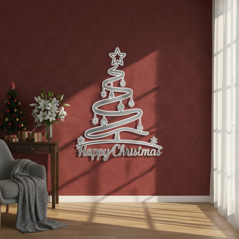 ArcDew_Happy_Christmas_Spiral_Tree_Acrylic_Wall_Art_Modern_Whimsical_Decor_black