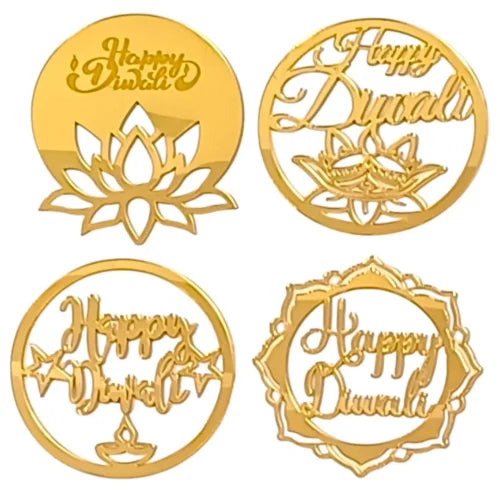 Happy Diwali Golden Acrylic Cutout
