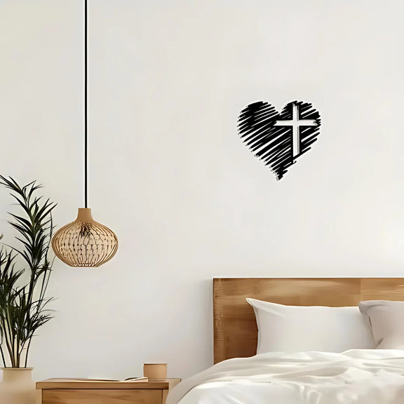 Heart with Jesus Cross Black 1