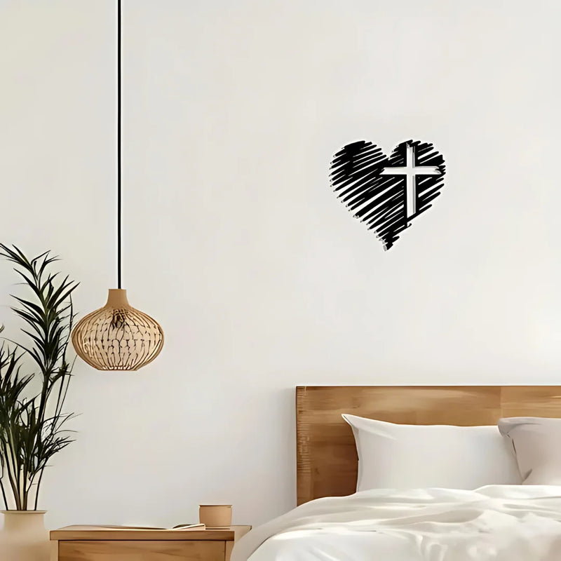 Heart with Jesus Cross Black 1