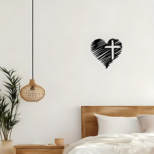 Heart with Jesus Cross – Christian Home Decal & Christmas Decor UAE