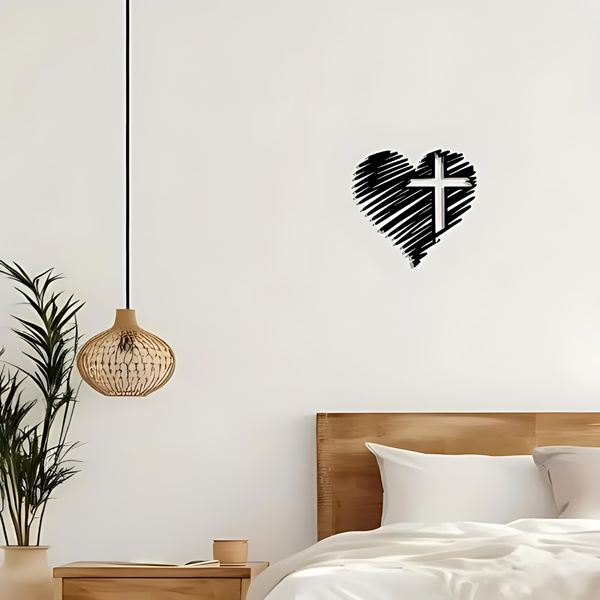 Heart with Jesus Cross – Christian Home Decal & Christmas Decor UAE