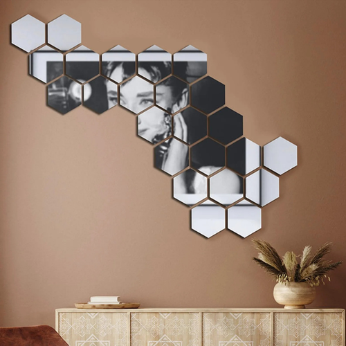 Hexagon Acrylic Mirror Wall Decals Decor UAE