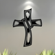 ArcDew Hollowed-Out Retro Jesus Cross – Christian Wall Decal UAE - arcdew.com - ArcDew branded black acrylic hollowed-out retro Jesus cross wall decal with special curved design.