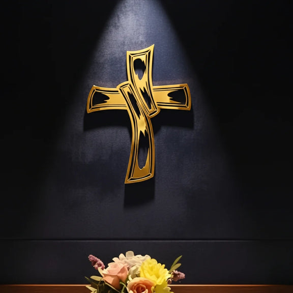 Hollowed-Out Retro Jesus Cross Gold