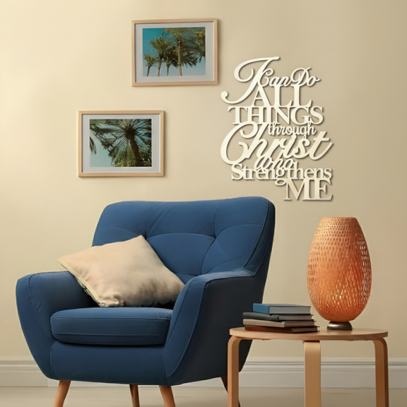 ArcDew – I Can Do All Things Through Christ Acrylic Wall Décor | Christian Home UAE silver