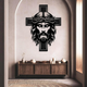 ArcDew Jesus Christ and Cross – Christian Home Wall Decal UAE - arcdew.com - Black acrylic ArcDew wall decal of Jesus Christ with crown of thorns on cross.