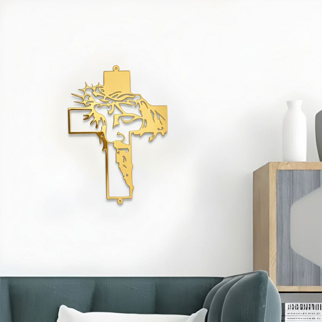 ArcDew – Jesus Cross Acrylic Wall Art | Christian Home Décor UAE gold