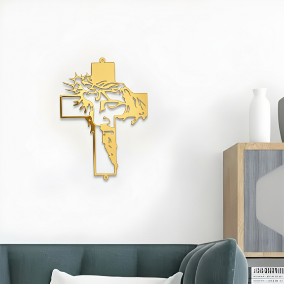 ArcDew – Jesus Cross Acrylic Wall Art | Christian Home Décor UAE gold