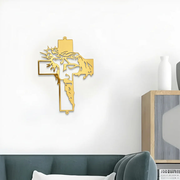 Jesus Cross Acrylic Wall Art Gold