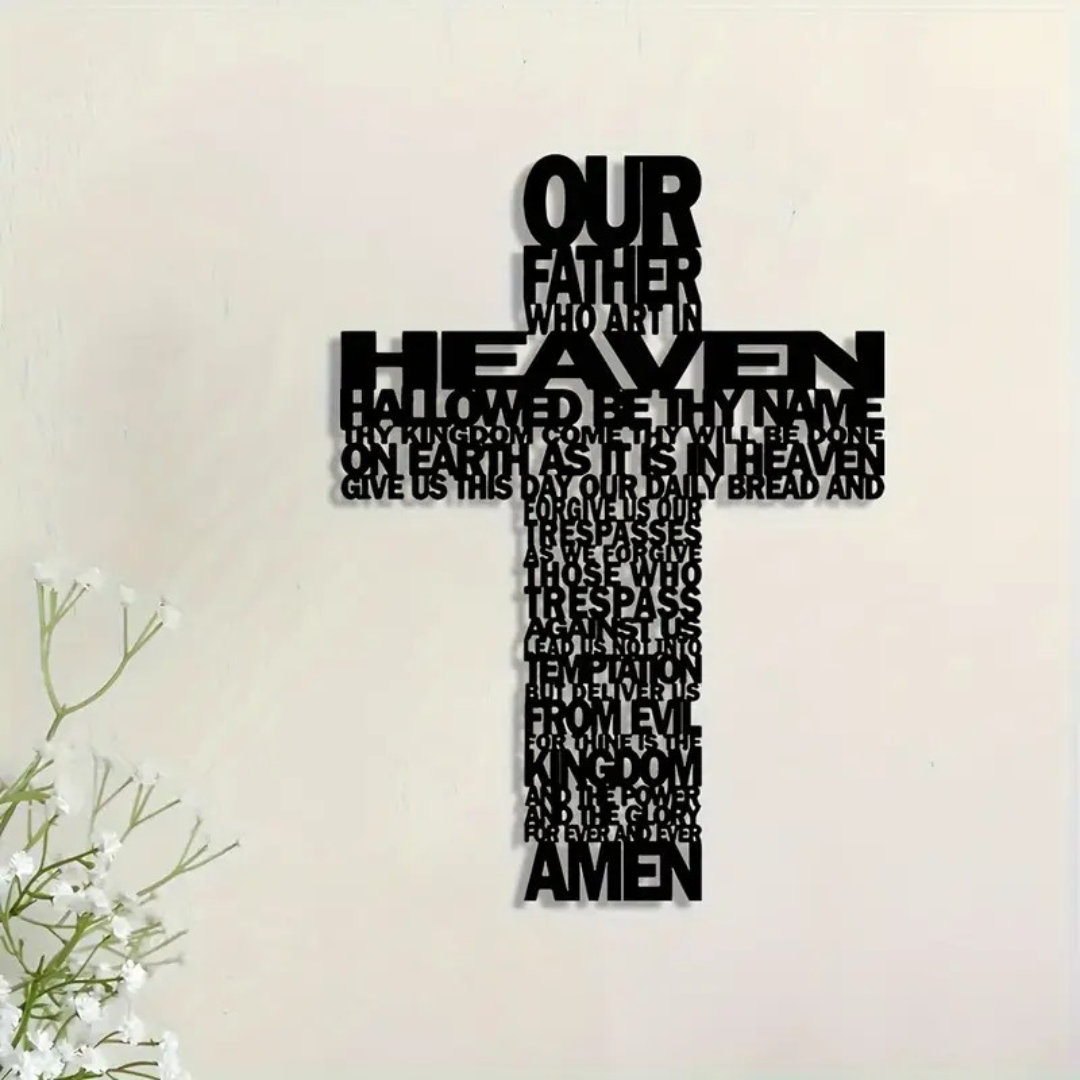 ArcDew Jesus Cross with Prayer – Christmas Gift Wall Decor UAE - arcdew.com - ArcDew special branded black acrylic Jesus cross wall decor with prayer text.