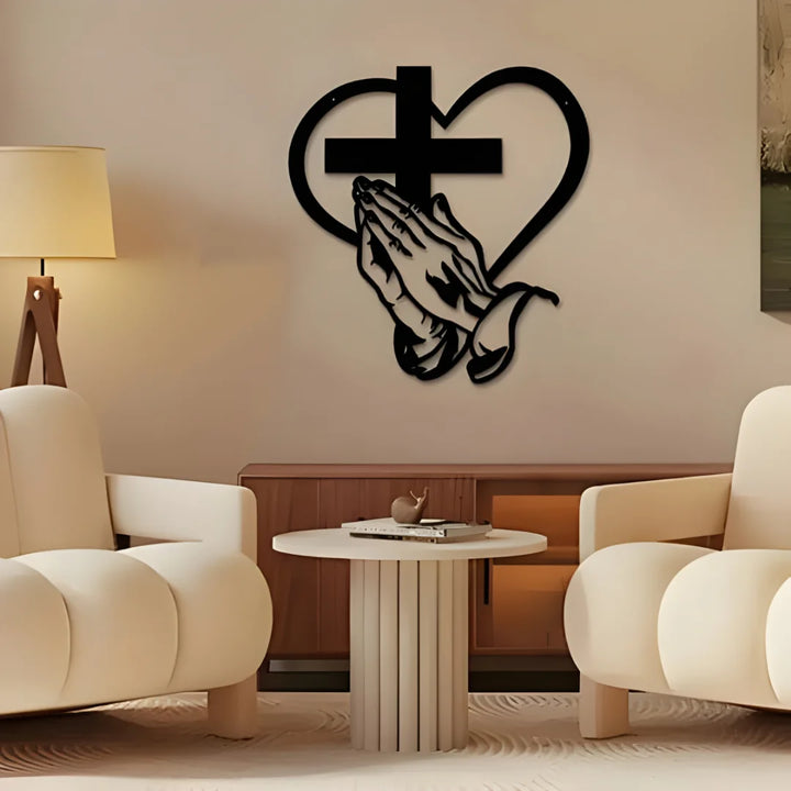 Arcdew - Jesus Hand with Cross & Hearts – Christian Home Wall Decal UAE | Acrylic