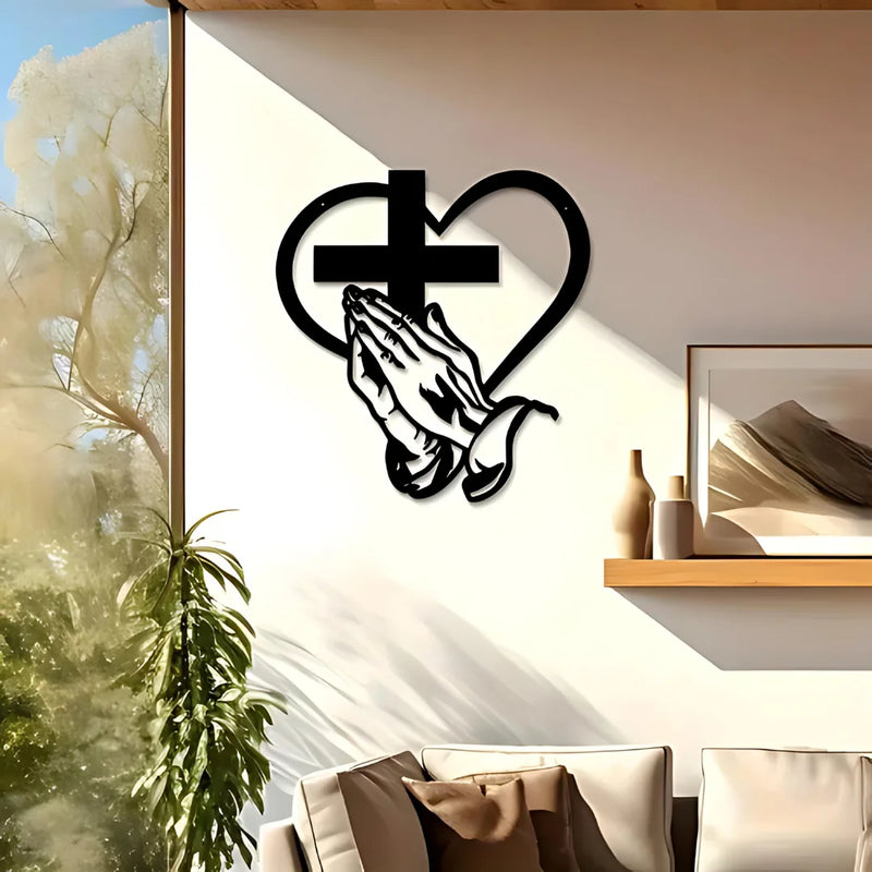 Jesus Hand with Cross & Hearts Black 1