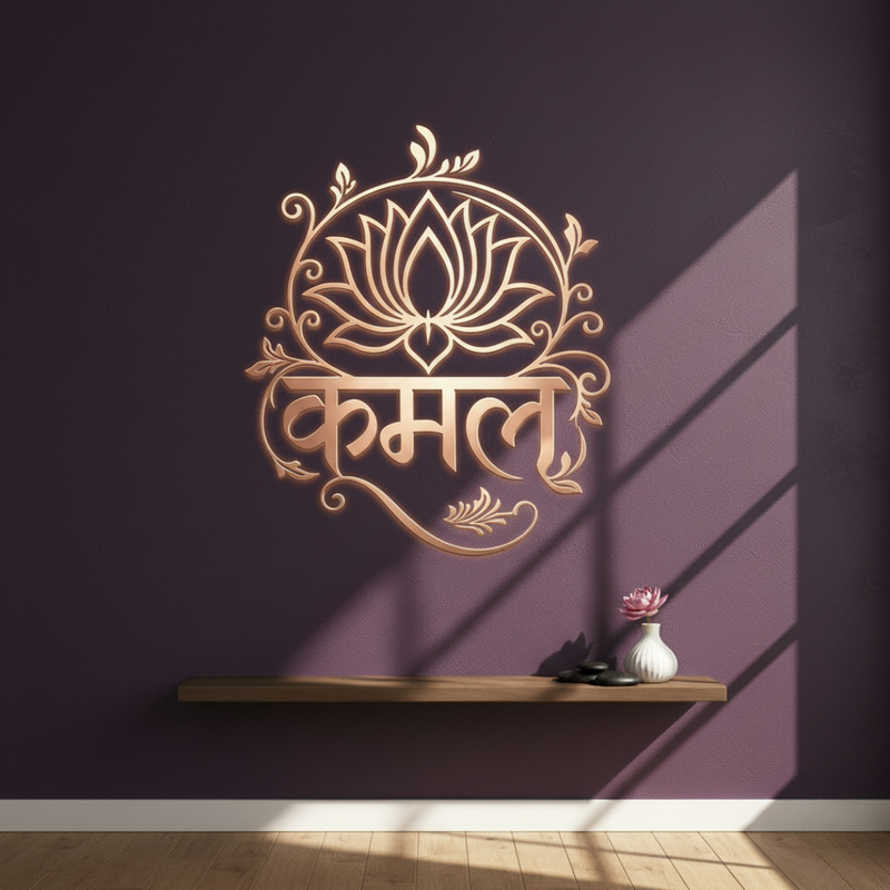 ArcDew "Kamal" (Lotus) Hindi Calligraphy Acrylic Wall Art - Purity & Rebirth gol.
