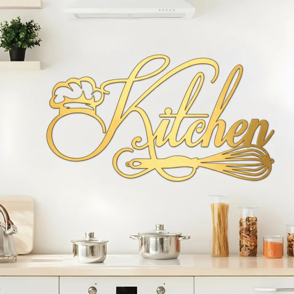 Kitchen Sign Acrylic Wall Decal Gold