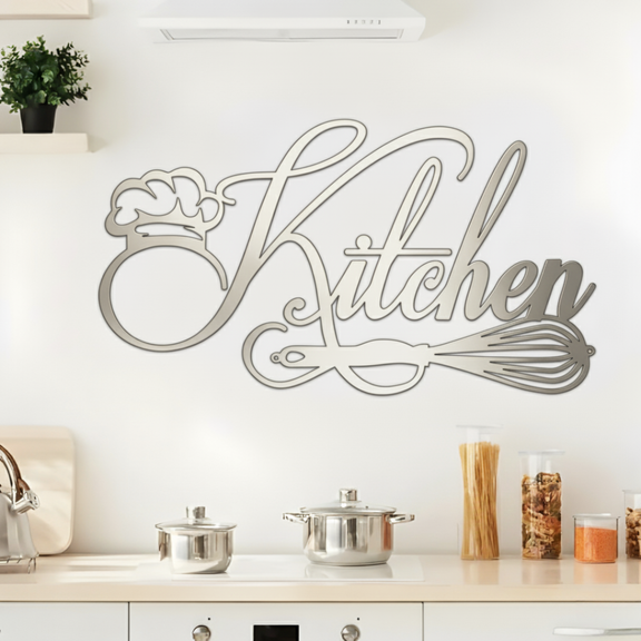 ArcDew Kitchen Sign Acrylic Wall Decal | Beautiful Decor for UAE Homes & Restaurants silver
