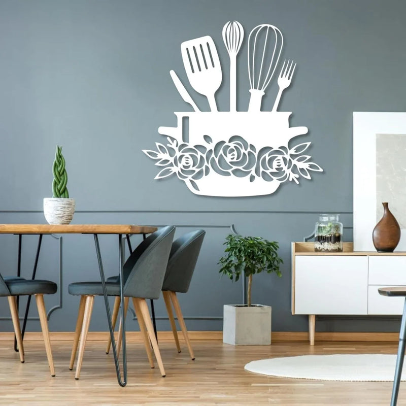Kitchen's Basket Acrylic Wall Decal Silver 