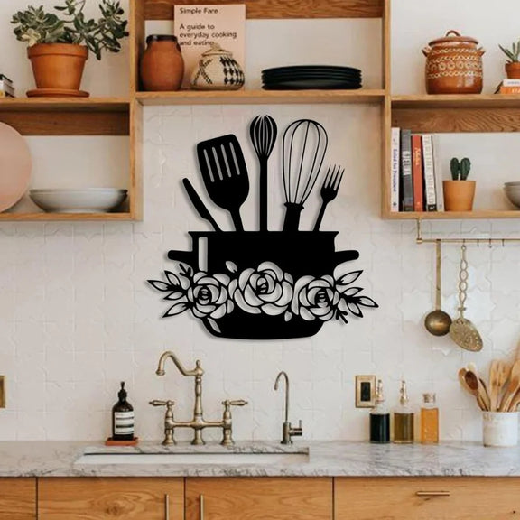 Kitchen's Basket Acrylic Wall Decal Black 1`