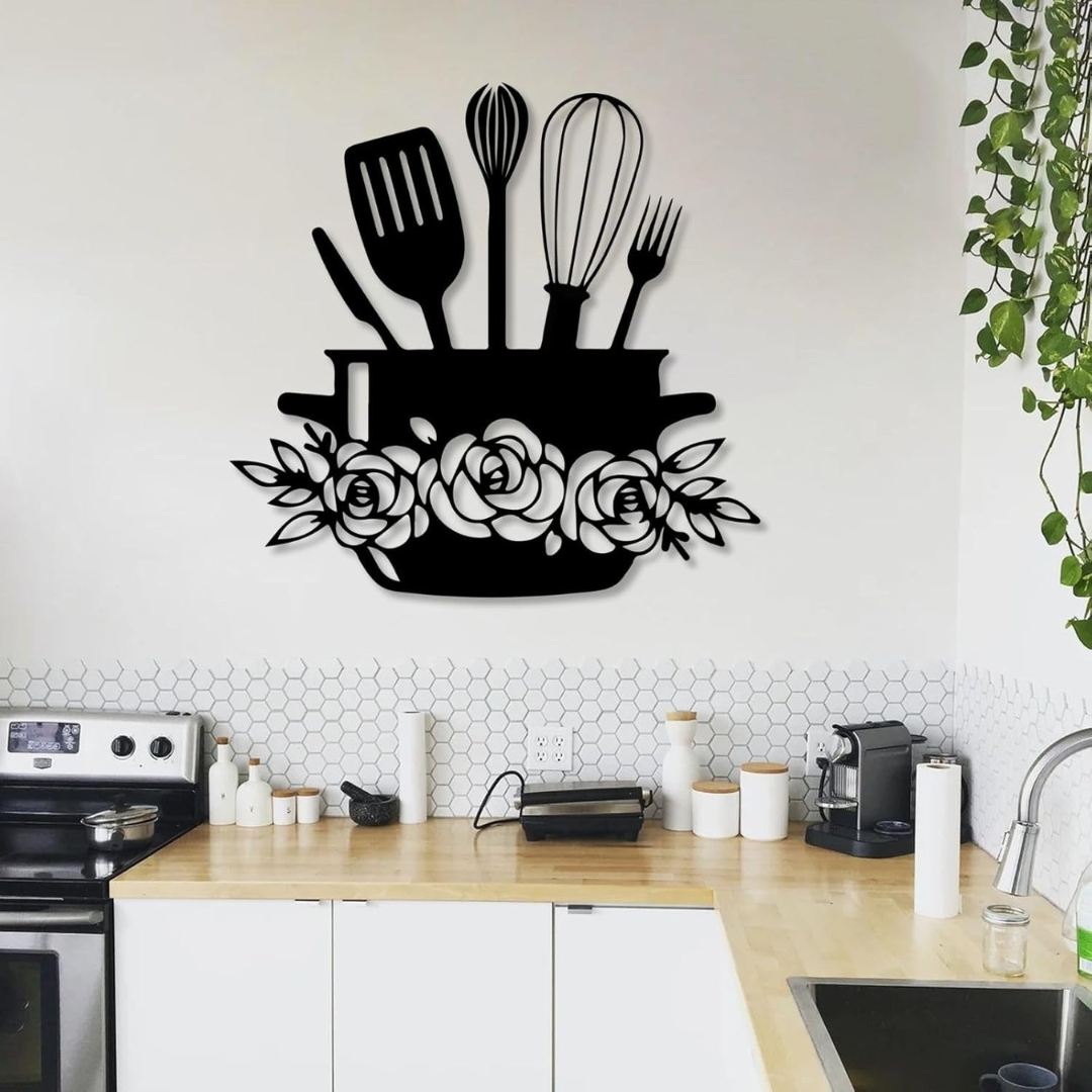 ArcDew Kitchen's Basket Acrylic Wall Decal - Beautiful Decor for UAE Homes & Restaurants black.