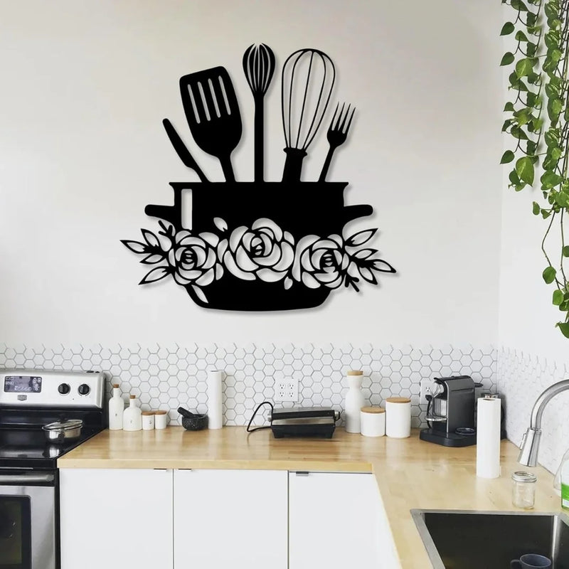 Kitchen's Basket Acrylic Wall Decal Black