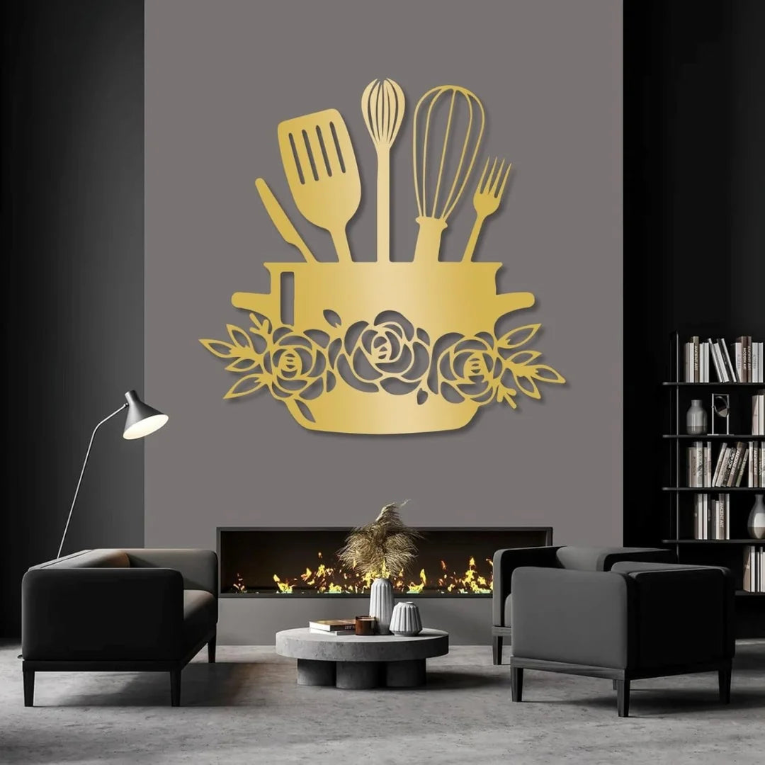 Kitchen's Basket Acrylic Wall Decal Gold