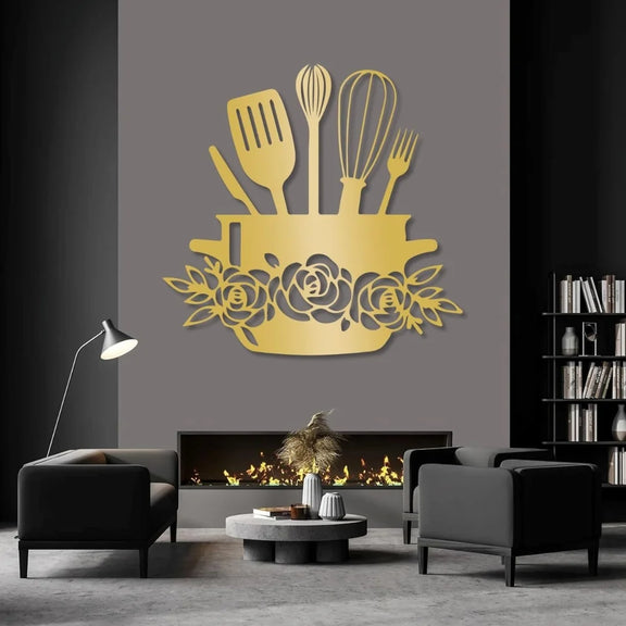 Kitchen's Basket Acrylic Wall Decal Gold