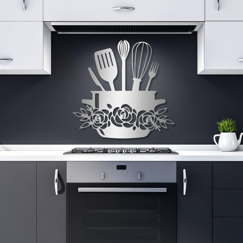 ArcDew Kitchen's Basket Acrylic Wall Decal - Beautiful Decor for UAE Homes & Restaurants silver