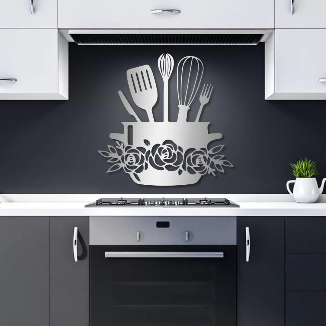 Kitchen's Basket Acrylic Wall Decal Silver 1