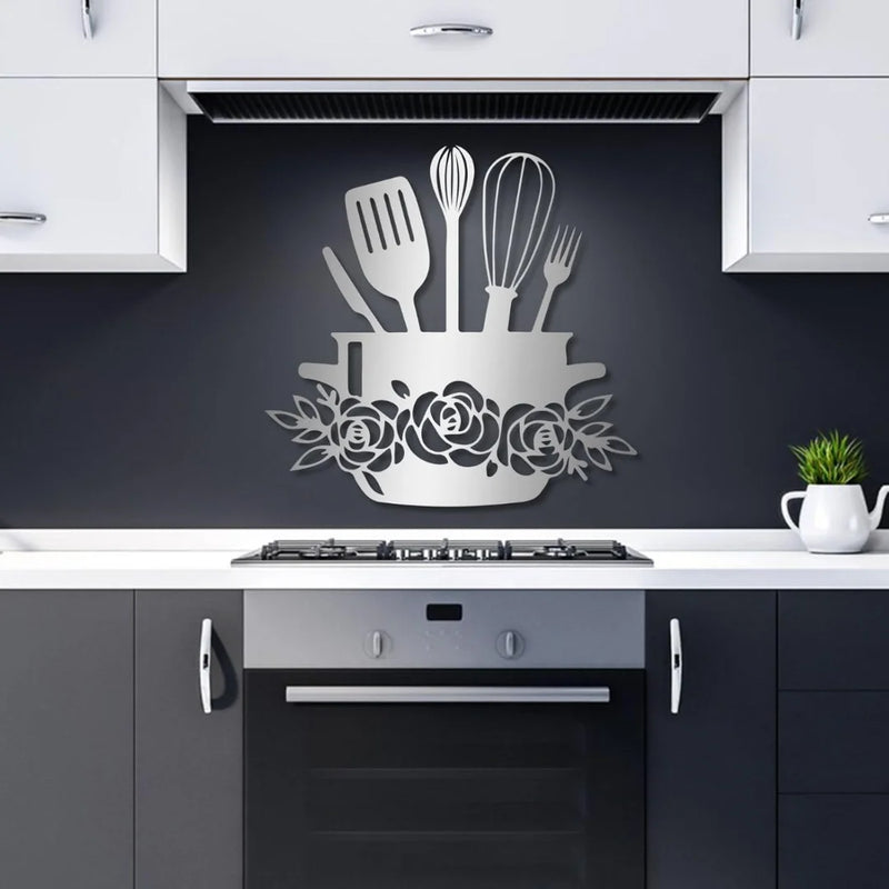 Kitchen's Basket Acrylic Wall Decal Silver 1