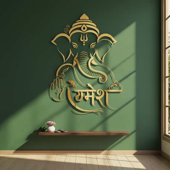 ArcDew Lord Ganesha Portrait Calligraphy Acrylic Art - Vighnaharta..