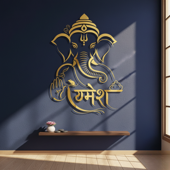ArcDew Lord Ganesha Portrait Calligraphy Acrylic Art - Vighnaharta.