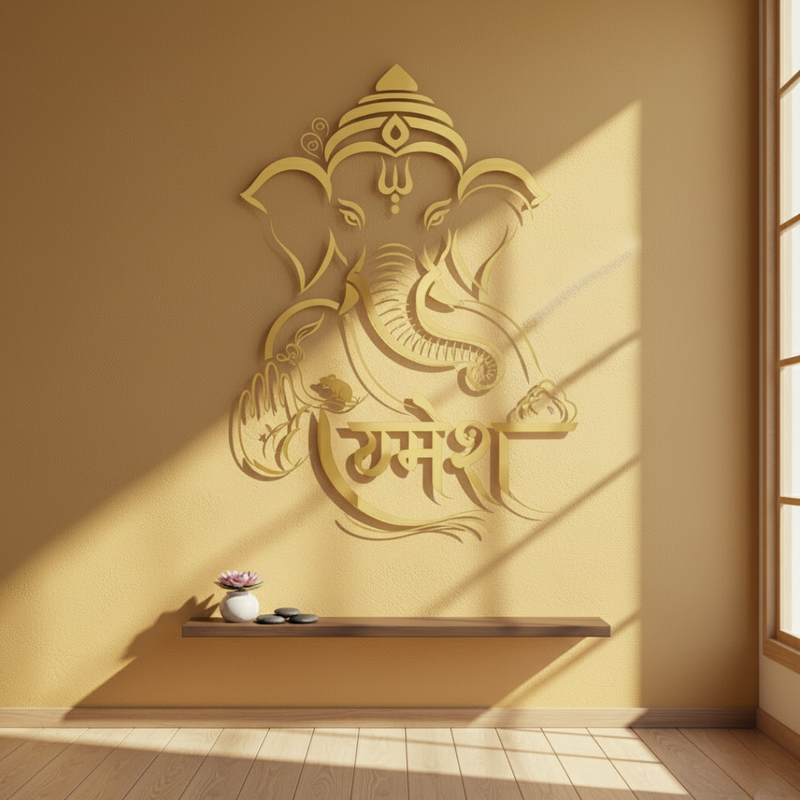 ArcDew Lord Ganesha Portrait Calligraphy Acrylic Art - Vighnaharta