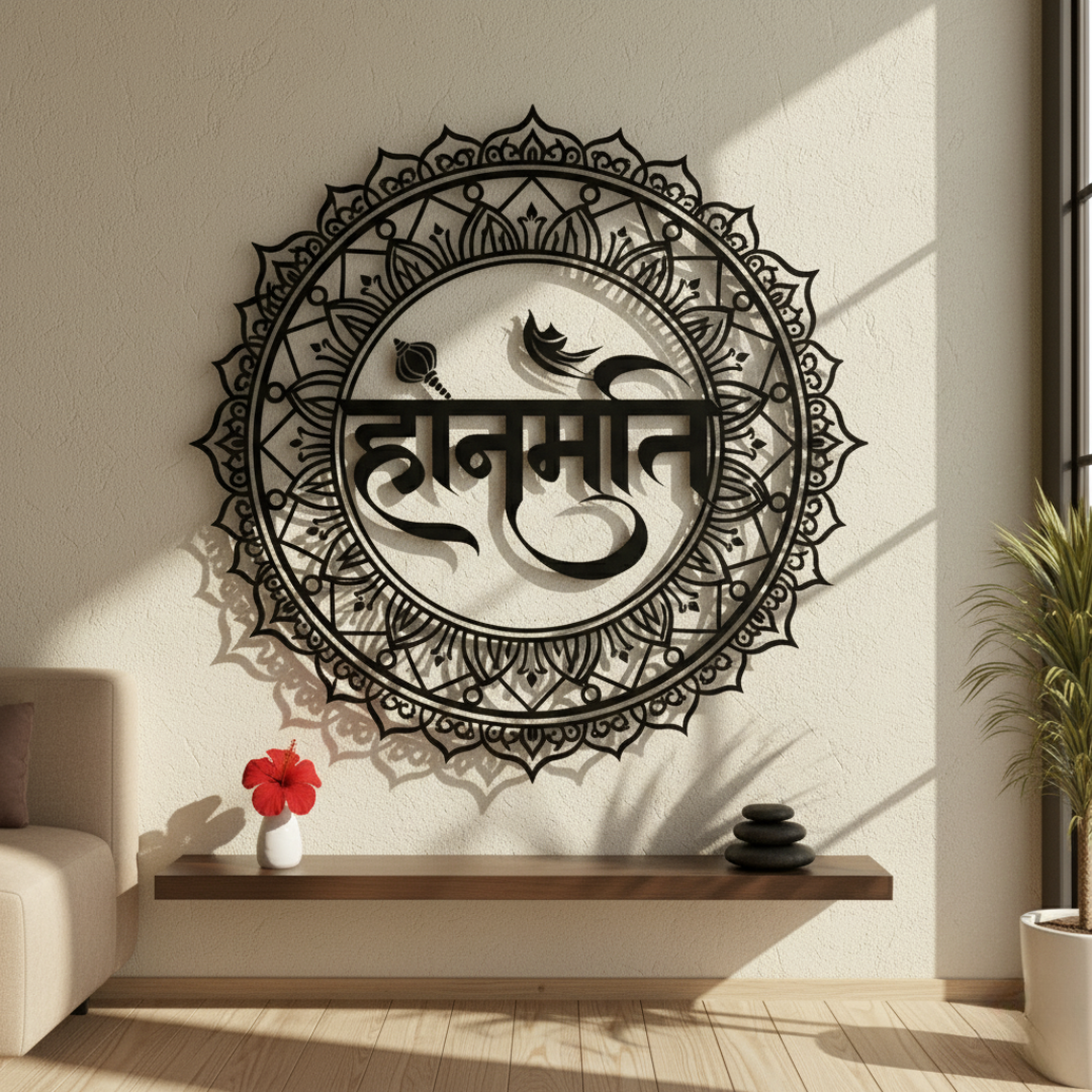 ArcDew Lord Hanuman Calligraphy Acrylic Art - Strength & Devotion black