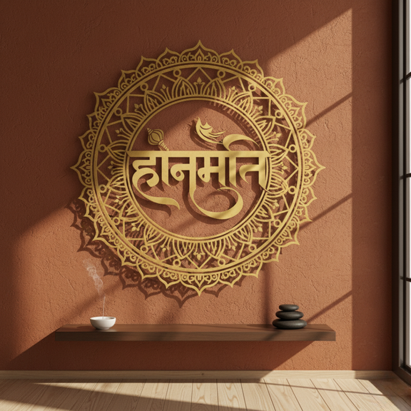 ArcDew Lord Hanuman Calligraphy Acrylic Art - Strength & Devotion gold