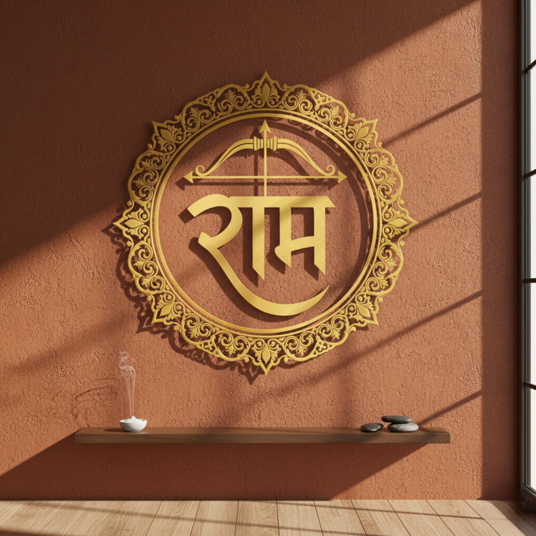 ArcDew Lord Rama Calligraphy Framed Acrylic Wall Art - Dharma & Virtue