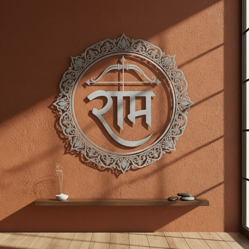 ArcDew Lord Rama Calligraphy Framed Acrylic Wall Art - Dharma & Virtue