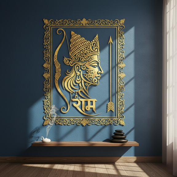 ArcDew Lord Rama Portrait Calligraphy Acrylic Wall Art - Righteous King
