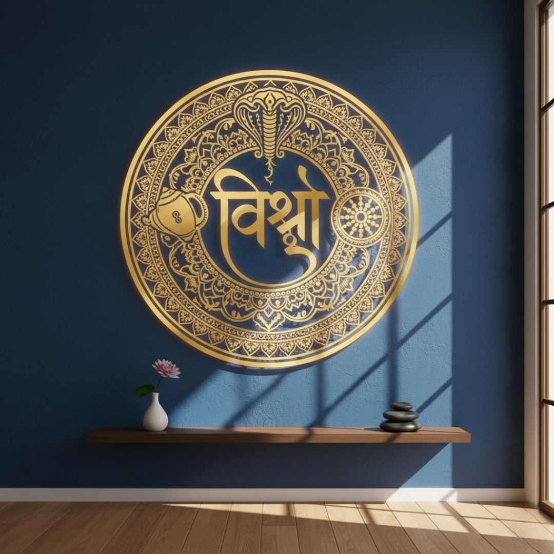 ArcDew Lord Vishnu Calligraphy Acrylic Wall Art - The Preserver.