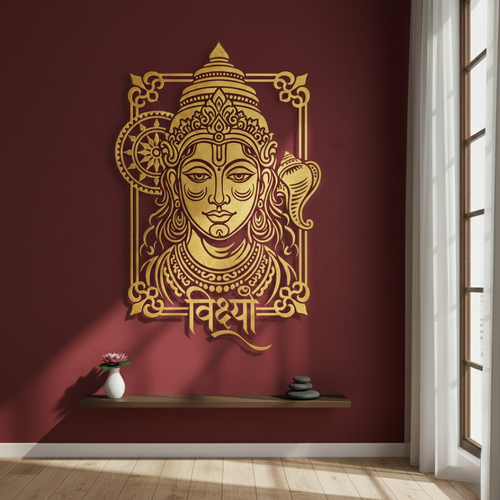 Lord Vishnu Portrait Calligraphy Acrylic Wall Art
