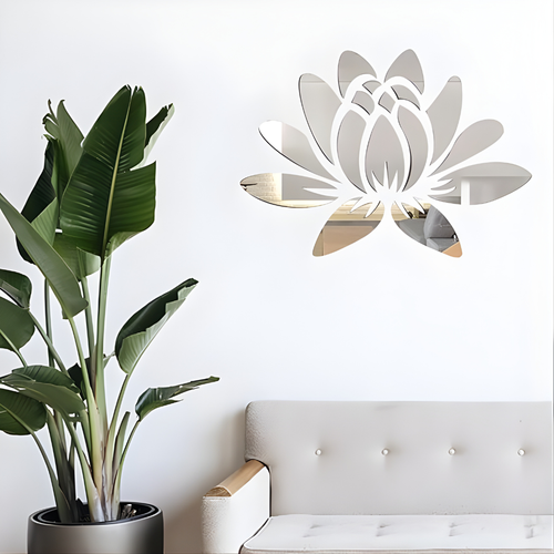 Lotus Flower Acrylic Mirror Decal Modern Home Decor UAE