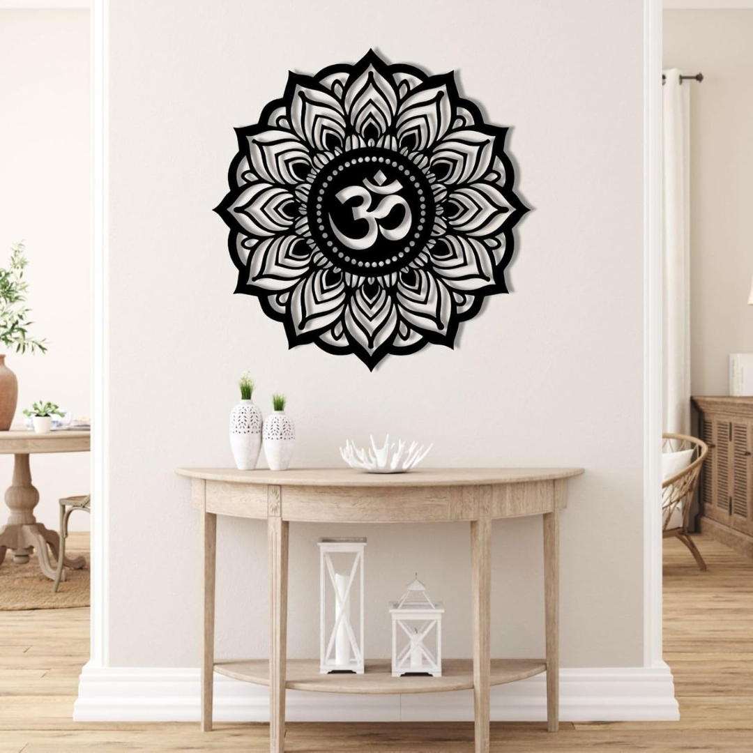 ArcDew Lotus Mandala Om Acrylic Wall Art Black