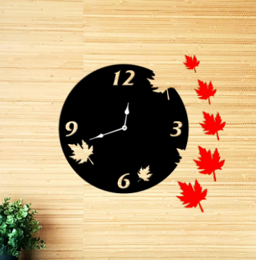 ArcDew Maple Leaves 3D Wall Clock M | Elegant 18×18 inch Nature-Inspired Acrylic Wall Timepiece UAE