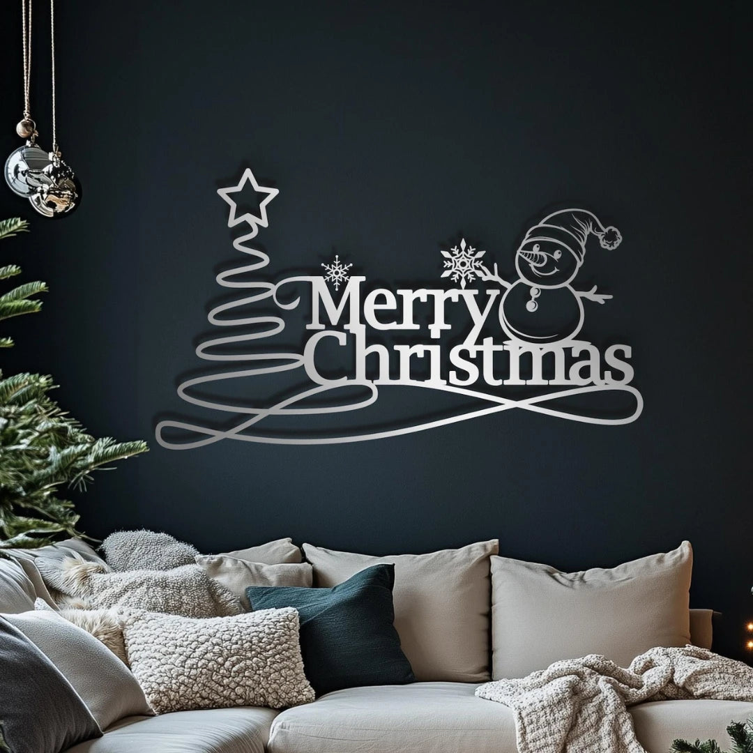 ArcDew_Merry_Christmas_Snowman_Swirl_Tree_Acrylic_Wall_Art_Whimsical_Holiday_Decor