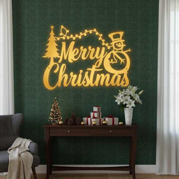 ArcDew "Merry Christmas" Snowman & Tree Acrylic Wall Decor | Festive Holiday Art